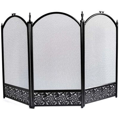 Malla para Chimenea a Leña Curva Negra con Cenefa