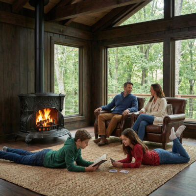 Chimenea a Leña en Hierro Fundido Victoriana